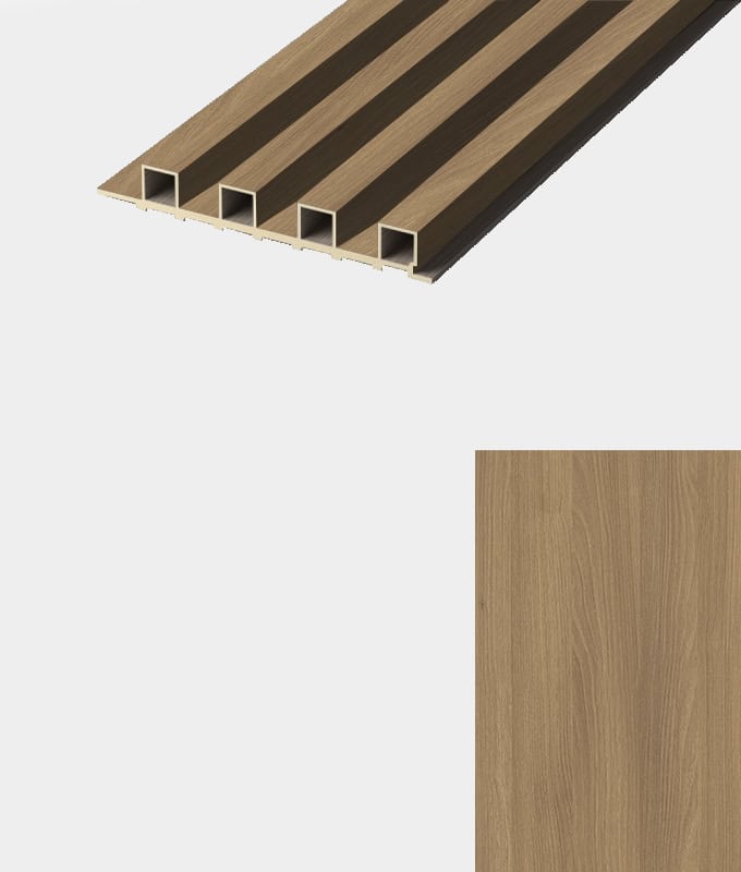 Walnoot Light lattenpaneel · Reliëf – kleur en structuur