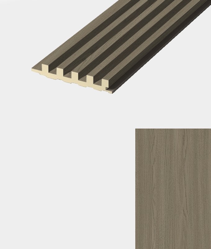Eiken Ash Grey lattenpaneel · Massief · Slank – kleur en structuur