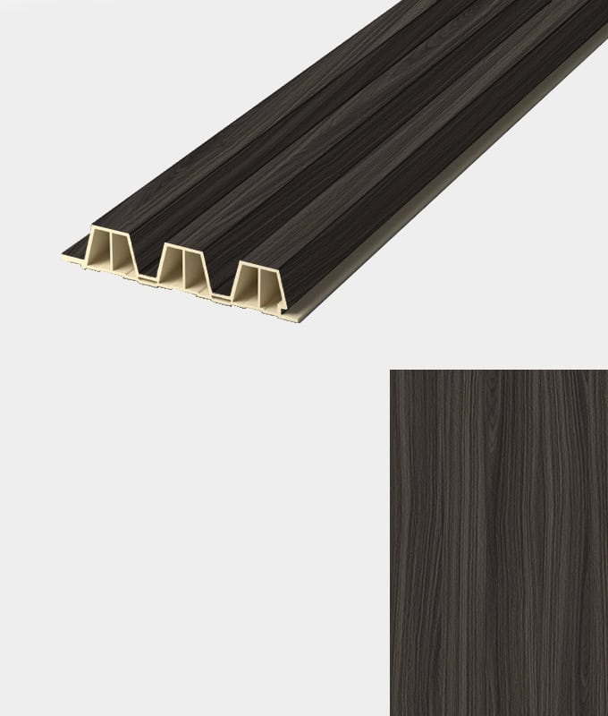 Walnoot Dark Brown lattenpaneel · Breed – kleur en structuur